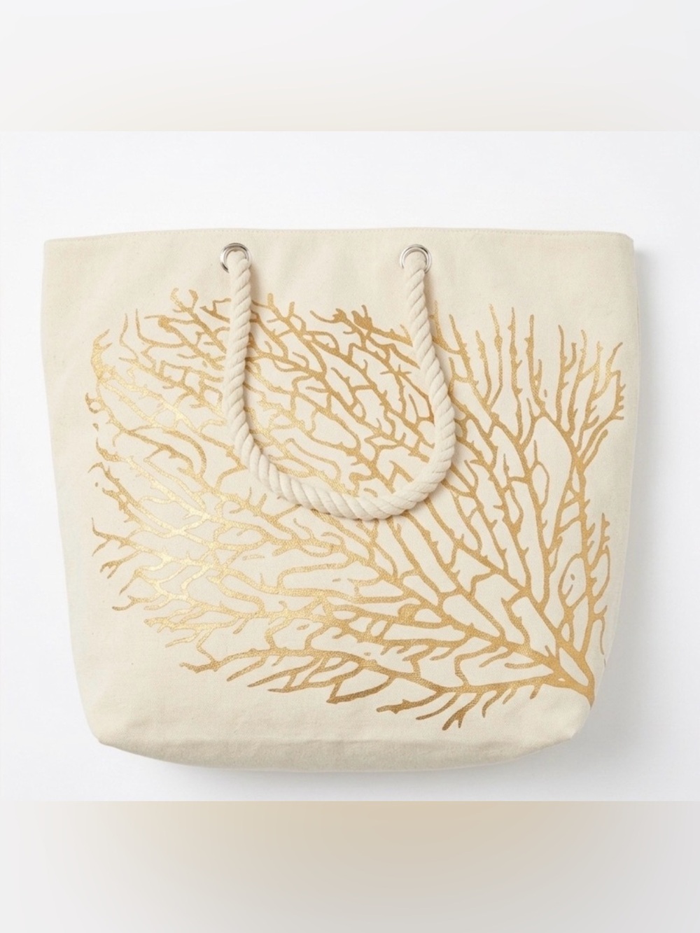 Golden Coral Rope Oversized Tote Beach Bag